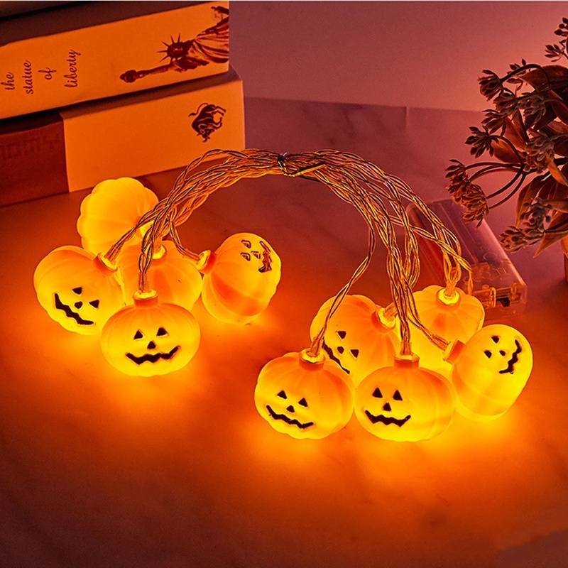 Dây Đèn Led 1M 10 Bóng Hình Quả Bí Ngô Trang Trí Nhà Cửa Dịp Halloween