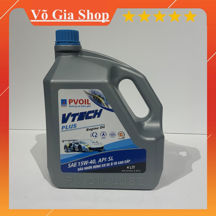 Nhớt PVOIL VTECH PLUS 15W40 4L Dành cho xe oto cao cấp chính hãng