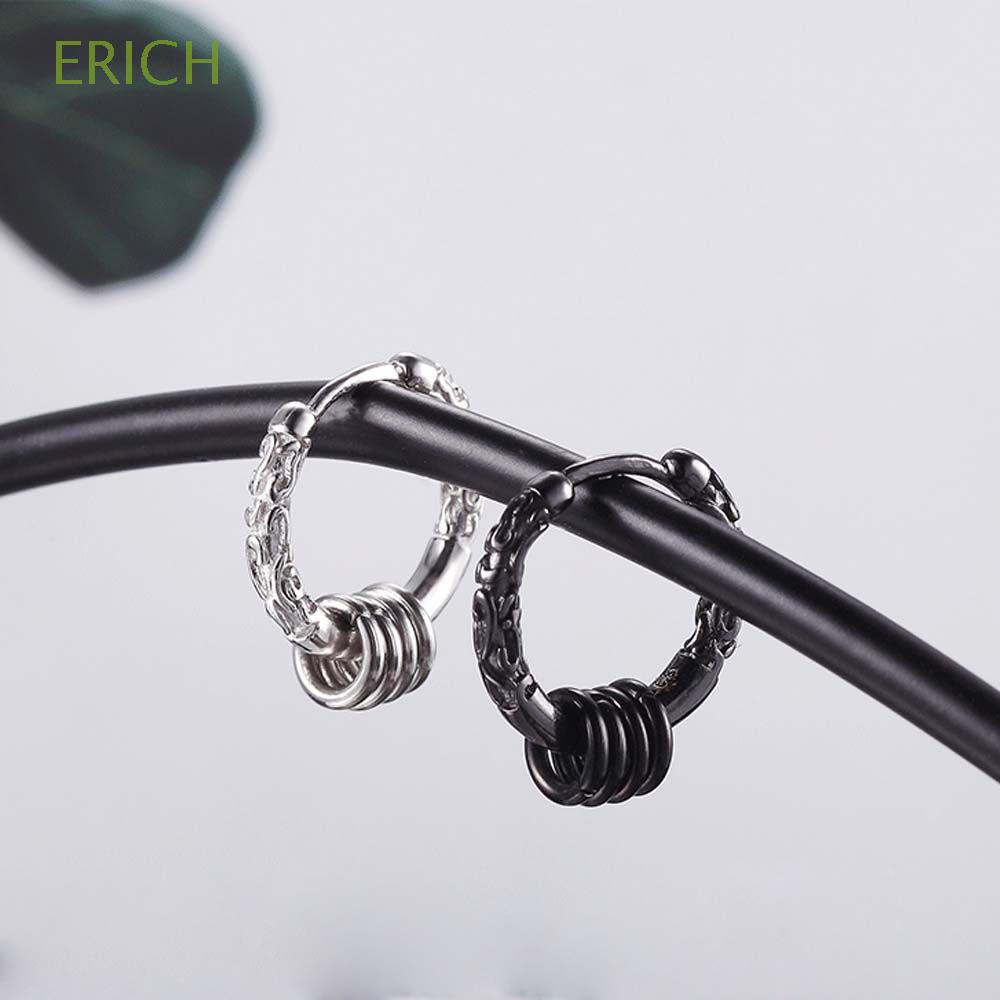 Khuyên tai dạng vòng unisex bằng đồng mạ màu kiểu hình học phong cách punk hip hop Hàn Quốc