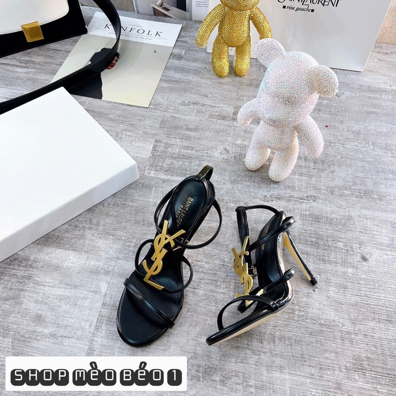 Sandal sl tag đồng quai ngang gót nhọn fullbox