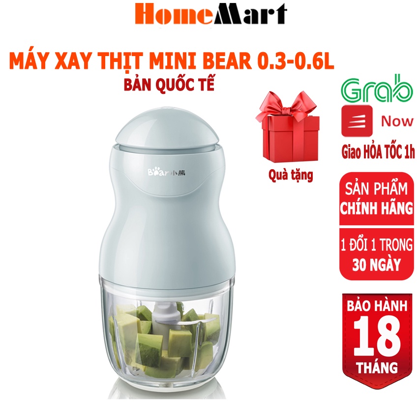 Máy Xay Thịt Xay Đồ Ăn Dặm Mini Bear 0.3L và 0.6L (Hàng chính hãng 1 đổi 1 trong 30 ngày, bảo hành 18 tháng)