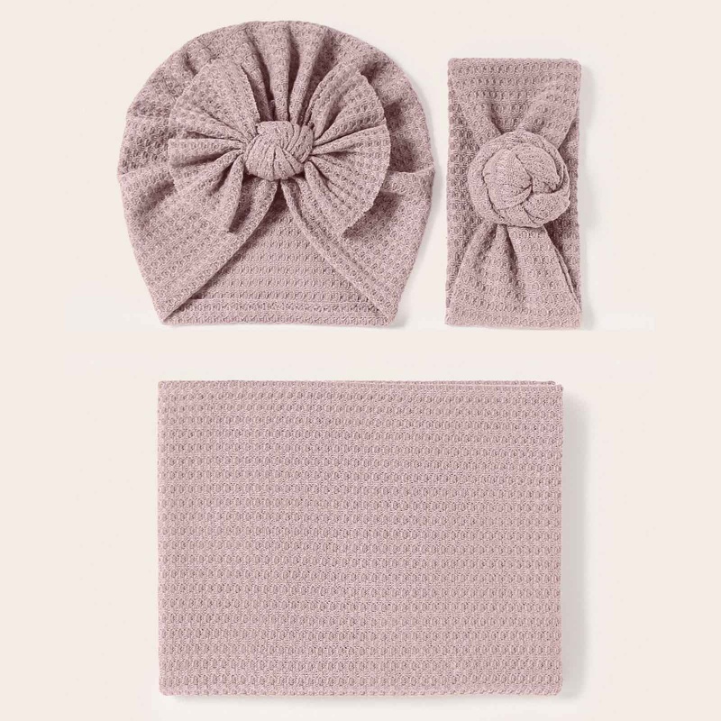 Set 3 Món Gồm Chăn Quấn Và Nón Đội Đầu Dành Cho Trẻ Sơ Sinh