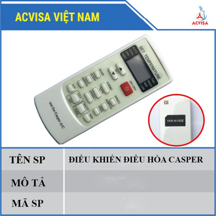 ĐIỀU KHIỂN ĐIỀU HÒA CASPER (Giá rẻ cho thợ)