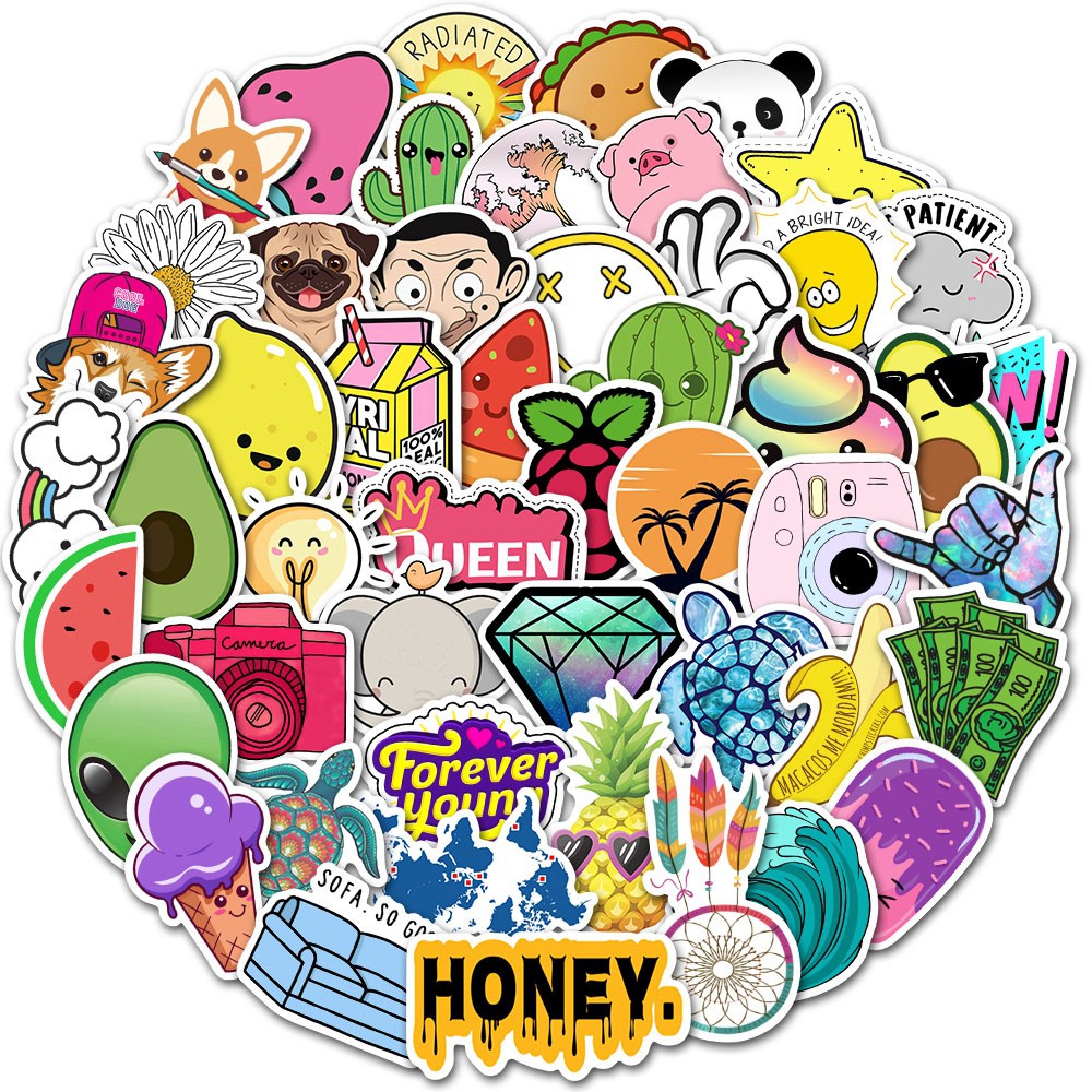 Set 50 nhãn dán chống nước xinh xắn dùng làm đồ trang trí | BigBuy360 - bigbuy360.vn