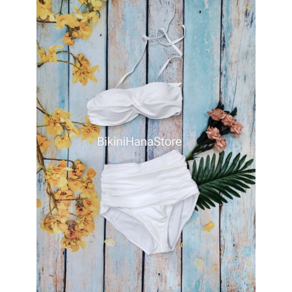 Bikini hai mảnh cạp cao áo quây chất liệu xịn mịn