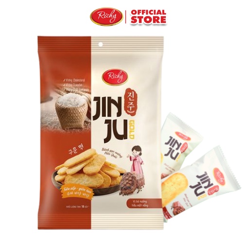 Bánh gạo JINJU RICHY gói 134,4g vị bò nướng tiêu một nắng