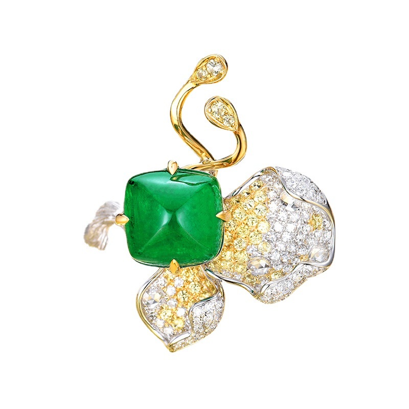 Nhẫn Hình Bướm Đính Đá Quý Ngọc Lục Bảo Tự Nhiên Hai Màu Sang Trọng Cho Nữ-JHS3-A