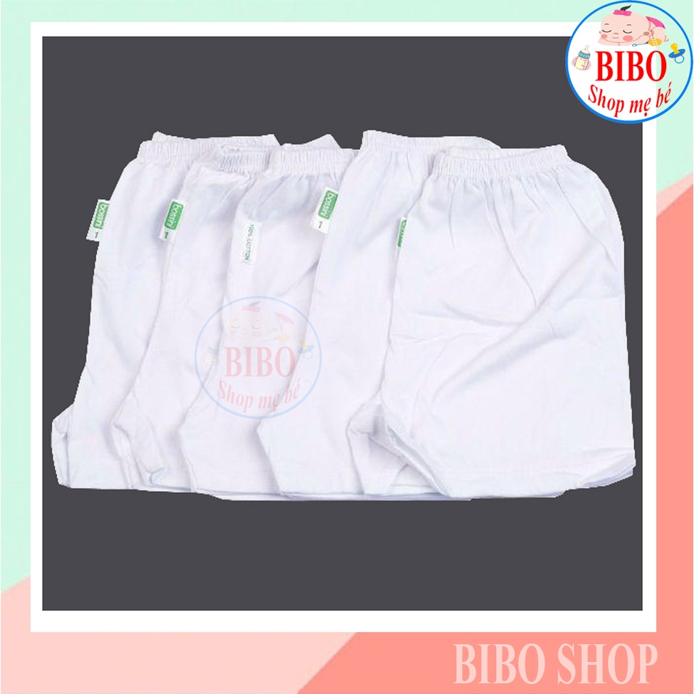 Set 5 Quần ngắn sơ sinh màu trắng Bosini cho bé từ sơ sinh đến 17kg,quần đùi chục sơ sinh Vải Cotton mặt mát