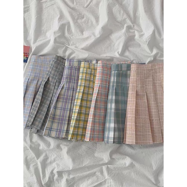 Chân váy ngắn xếp ly kẻ caro phong cách nữ, cạp cao, aimeecloset.vn ảnh thật | BigBuy360 - bigbuy360.vn