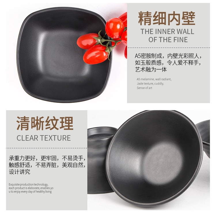 Melamine Bộ Chén Dĩa Sứ Màu Đen Phong Cách Nhật Bản Hàn Quốc