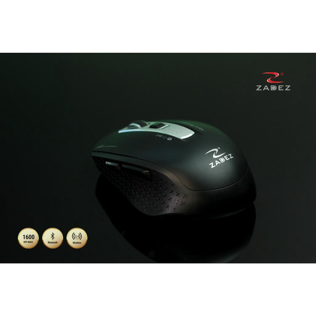 Chuột Bluetooth Không Dây 1600 - 1000 DPI Kết Nối Nhiều Thiết Bị 5 Nút Chức Năng ZADEZ M-350 Black Đen | Hàng Chính Hãng