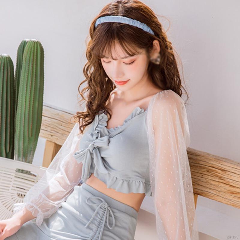 Set Đồ Tắm Hai Mảnh Phối Lưới Phong Cách Hàn Quốc Dành Cho Nữ | BigBuy360 - bigbuy360.vn