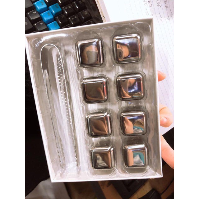 Đá lạnh inox không tan Cooling cubes 8 viên