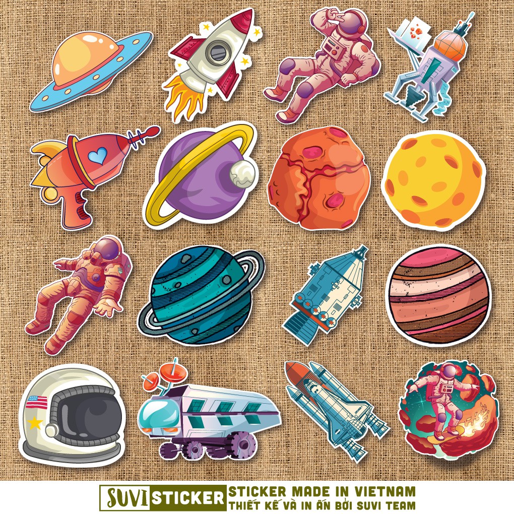 Sticker Galaxy Spaceman chống nước sticker dán laptop, đàn guitar, mũ bảo hiểm, vali. MSP: G07