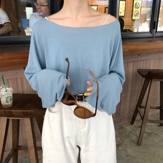 Áo thun nữ dài tay trễ vai ống tay rộng nhiều màu Ulzzang (ORDER)- Có ảnh thật