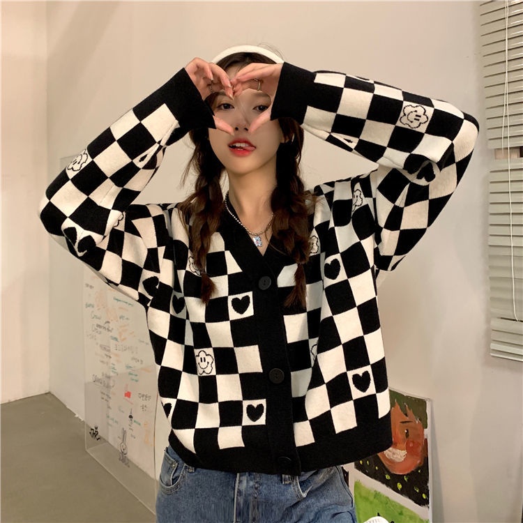 Áo Khoác Len Cardigan Dáng Rộng Ngắn Phong Cách Mới Mùa Thu Cho Nữ