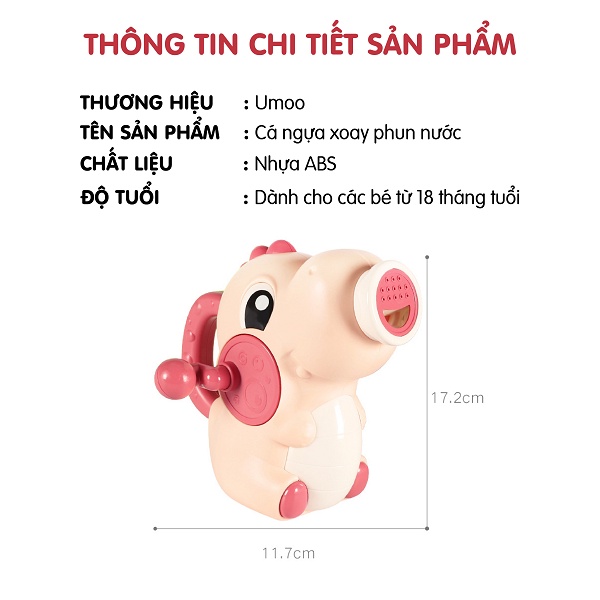 Đồ chơi nhà tắm, đồ chơi nước, bình xịt tay cá ngựa UMOO, hàng chính hãng