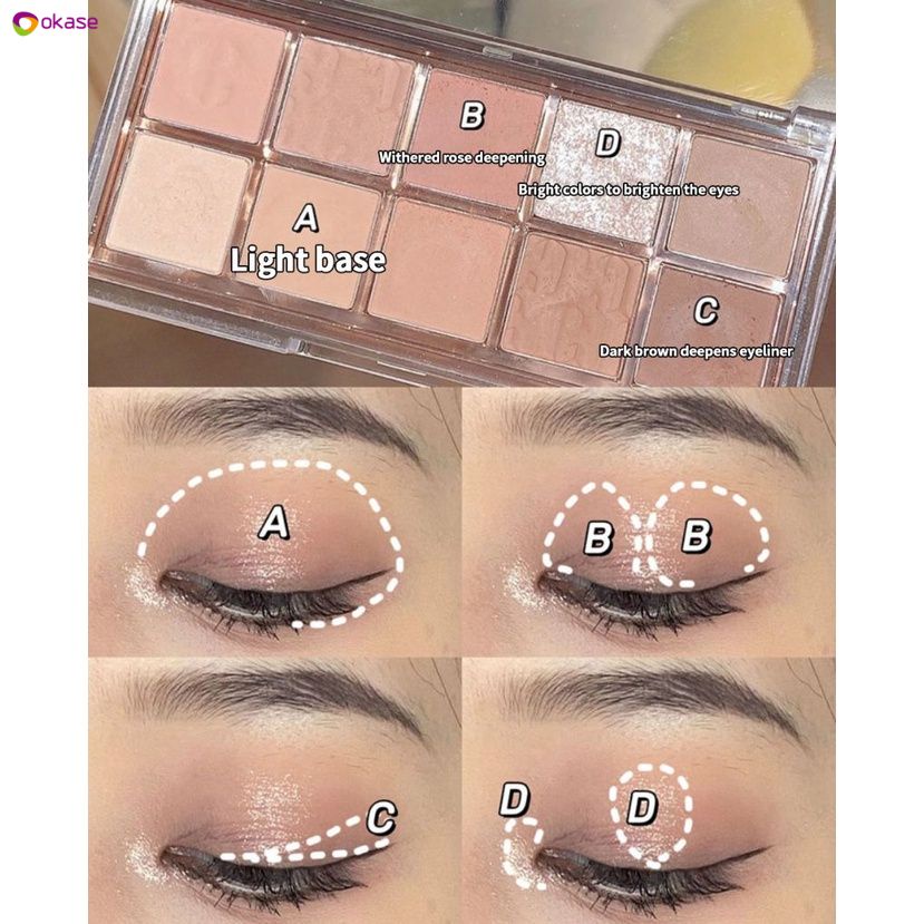 DIKALU 10 Màu Phấn Mắt Siêu Lắc Chân Nữ Ngọc Trai Mờ Màu Đất Eyeshadow Palette