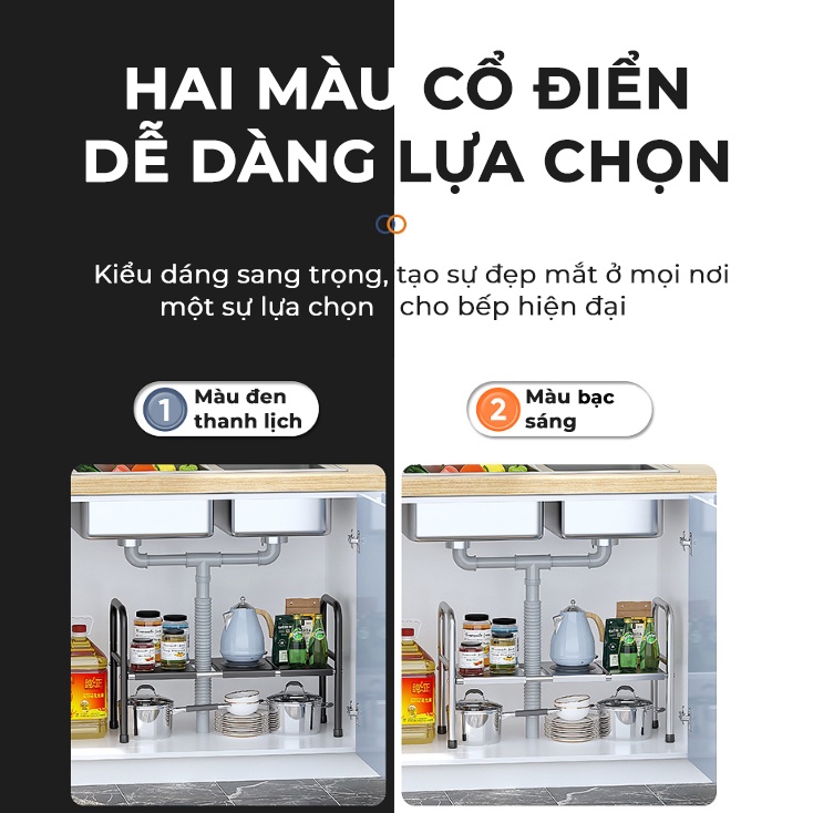 Kệ gầm bếp AVOHOME  để đồ nhà bếp Để Xoong Nồi Gọn Gàng bền vĩnh cửu, tiết kiệm không gian Gầm Bếp 2 Tầng ĐA NĂNG