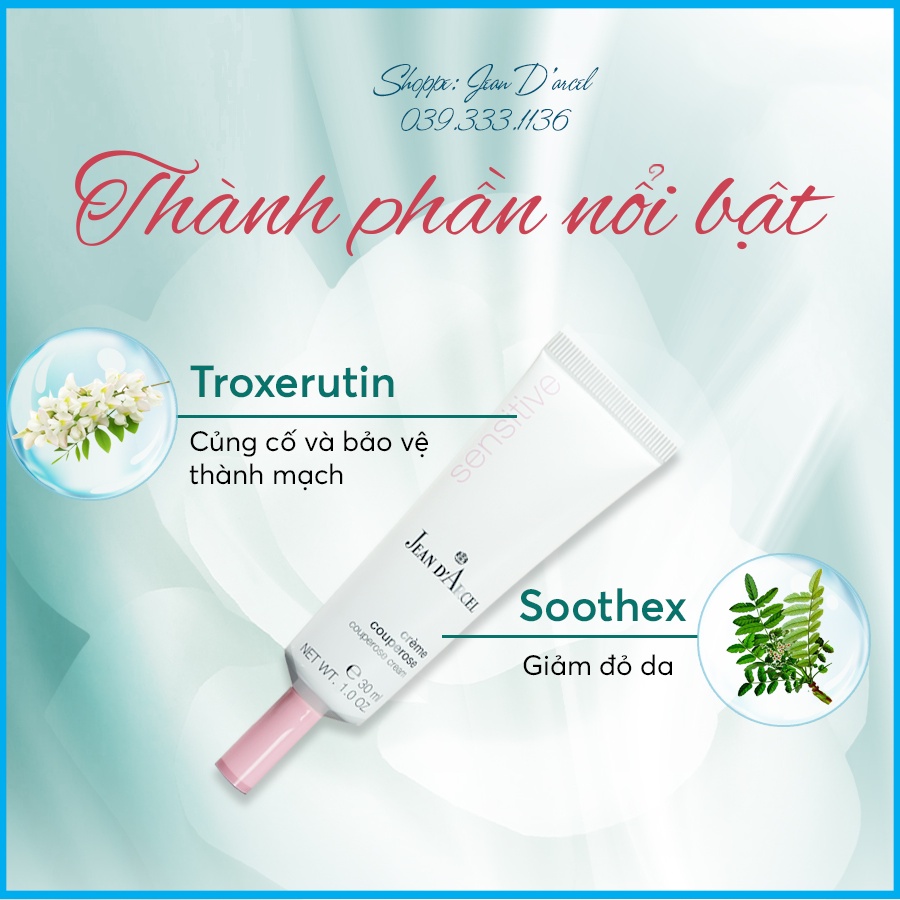 [CHÍNH HÃNG] Kem dưỡng giúp giảm giãn tĩnh mạch Jean D'arcel_ Jean Darcel Couperose Cream 30ML