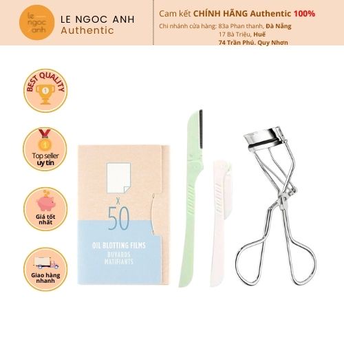 Trọn bộ Giấy Thấm Dầu, Bấm Mi, Dao Cạo Mày The Face Shop