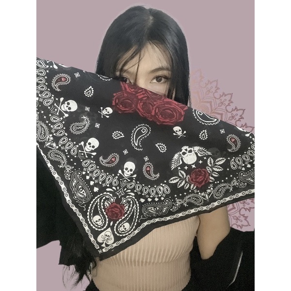 Khăn Bandana cotton size 55x55cm hoạ tiết lạ
