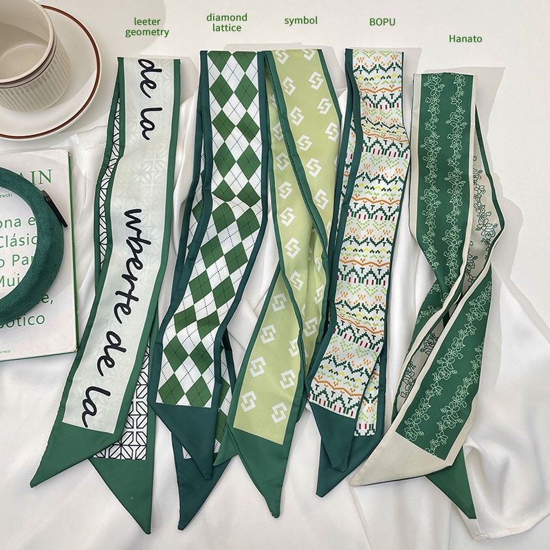 Khăn Choàng Cổ Bằng Lụa Màu Xanh Lá Thiết Kế Mới Thời Trang