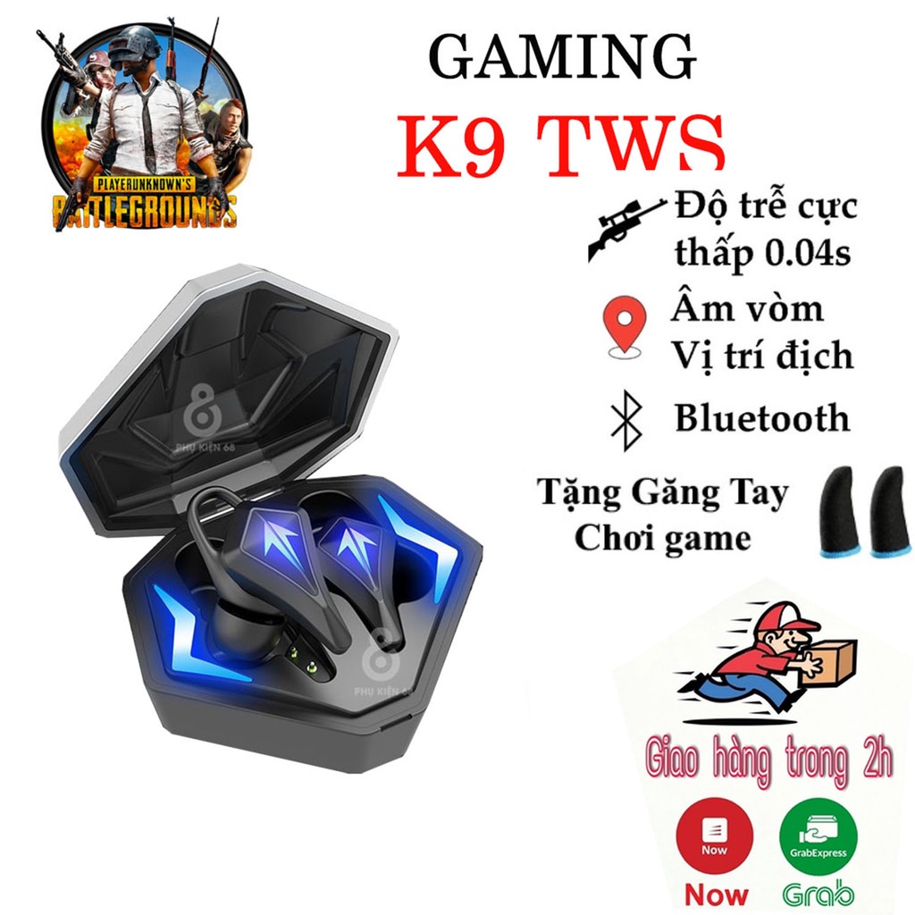 Tai Nghe Gaming K9 TWS, Tai Nghe Chơi Game Không Dây Bluetooth 5.0 - Pin Trâu - Có Míc - Đỗ Trễ Cực Thấp