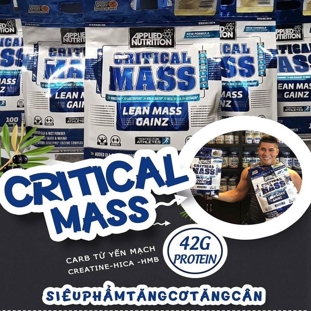  SỮA TĂNG CÂN TĂNG CƠ APPLIED NUTRITION CRITICAL MASS 6KG 40 LẦN DÙNG