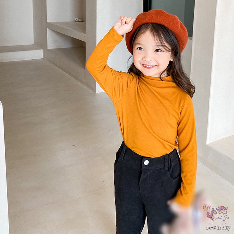 Áo thun trơn màu sắc đa dạng phong cách Hàn Quốc cho bé gái