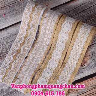 Ruy băng vải bố ren trang trí đồ handmade - Bản rộng 5cm, dài 02 mét