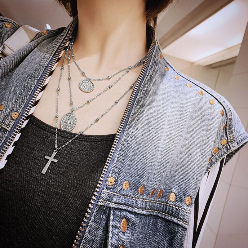 Dây Chuyền Nhiều Lớp Mặt Đồng Xu