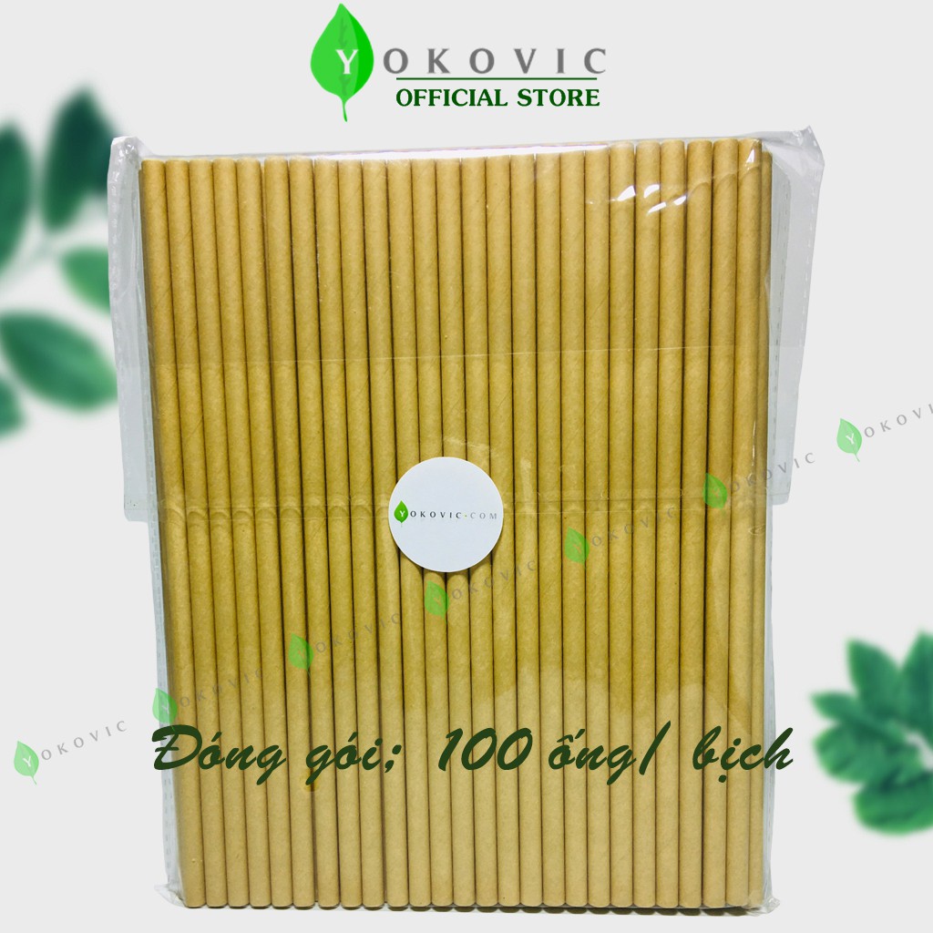 Ống hút giấy phi 6 (100 ống) Yokovic màu Nâu (Kraft) - Ống hút giấy YKV002 bảo vệ môi trường. | BigBuy360 - bigbuy360.vn