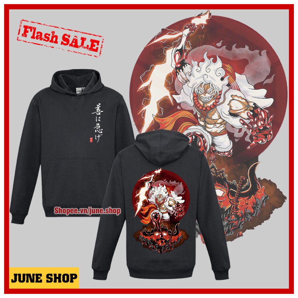 Áo Hoodie One Piece Anime in hình Luffy Gear 5 Nika mẫu mới siêu ngầu, cực đẹp