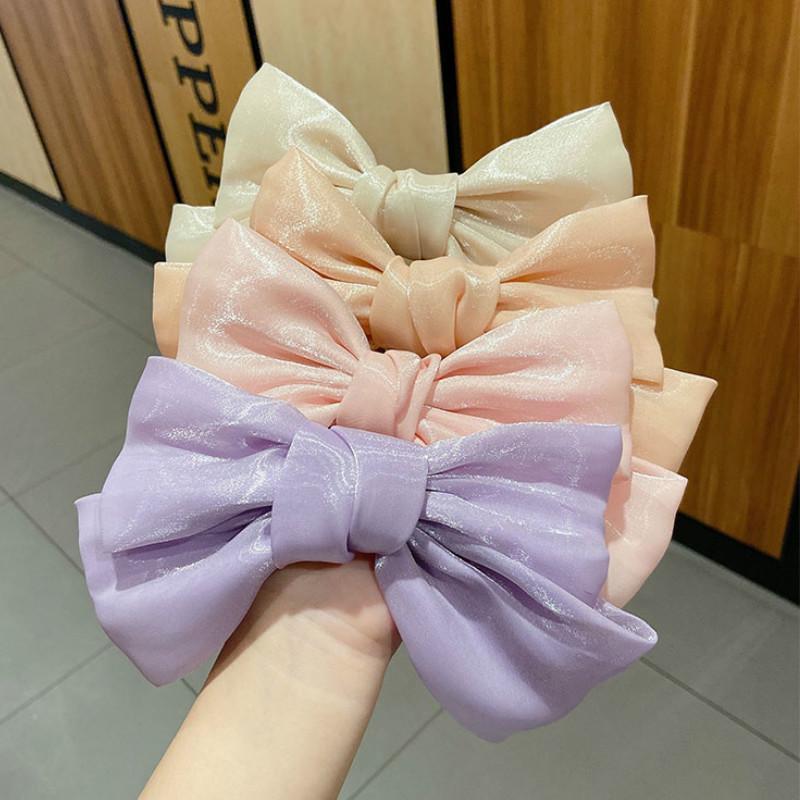 Kẹp Tóc Hình Nơ Vải Satin Lấp Lánh Thời Trang Hàn Quốc