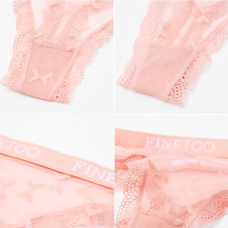 Cute Byte Bộ 4 Quần Lót Nữ Lọt Khe Phối Ren Gợi Cảm In Họa Tiết Hoa Và Bướm Dễ Thương