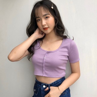 ÁO CROPTOP LEN TĂM CÚC DỌC 6 MÀU LOẠI MỚI - CROPTOP CÚC NGỰC TÍM XANH MINT HOT