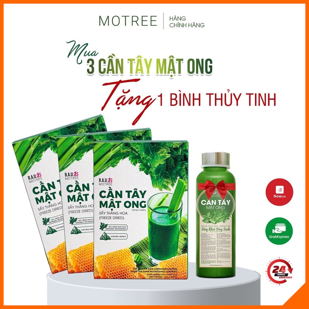 Cần Tây Mật Ong Motree [MUA 3 TẶNG 1], Bột Cần Tây Hỗ Trợ Giảm Cân, Giảm Béo, Thanh Lọc Cơ Thể, Làm Đẹp Da -Hộp 14 gói