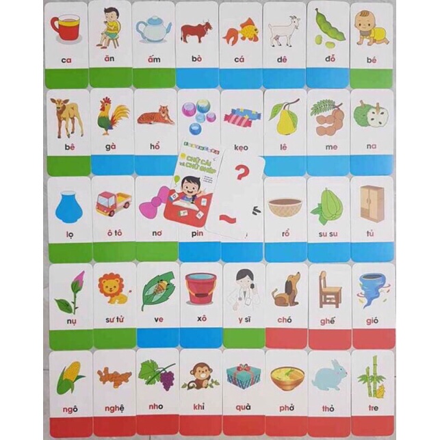 bộ thẻ giấy giúp làm quen chữ cái và âm sắc