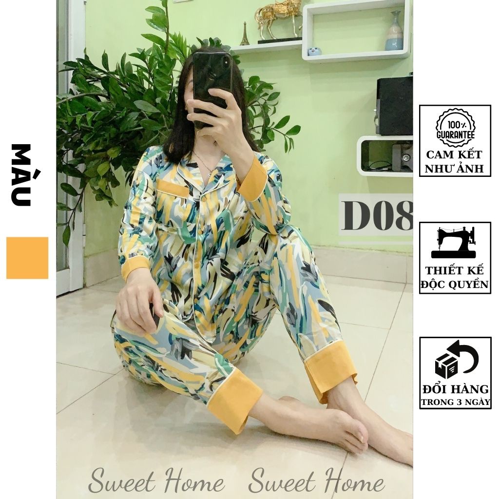 Bộ Đồ Nữ Pijama Mặc Nhà Nhẹ Nhàng Phối Cổ Sen Độc Đáo Thời Thượng D08 SWEET HOME