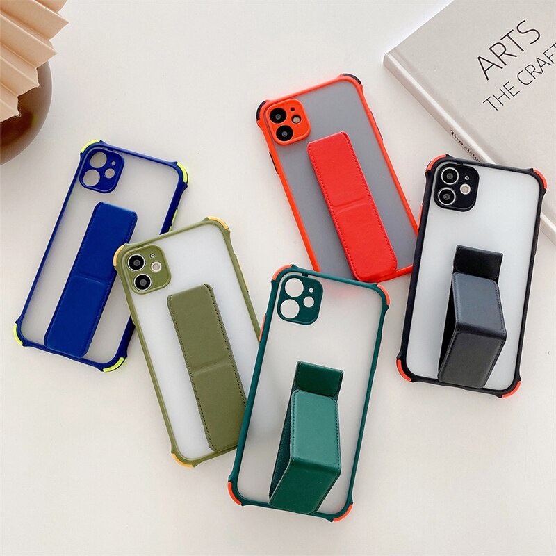 Ốp lưng trong suốt chống sốc có dây đeo cổ tay cho iPhone 12 13Pro 11 12 13 Pro Max XR XS Max X 7 8 Plus