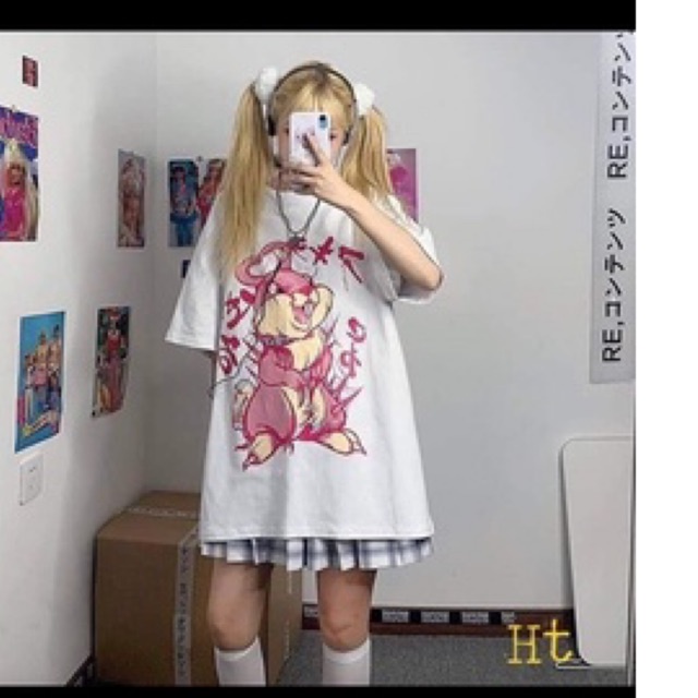 Áo phông thỏ Hồng chữ Nhật HT11