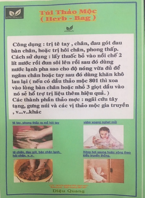 Túi Thảo Mộc Ngâm Chân Diệu Quang 801