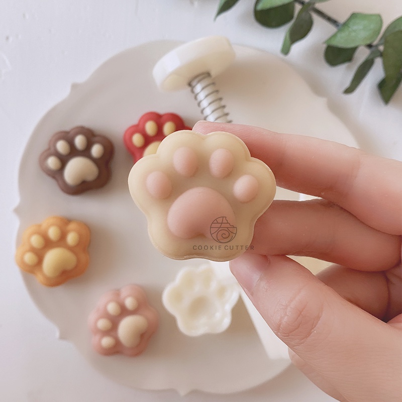 Khuôn Làm Bánh Trung Thu Dạng Nhấn Hình Dấu Chân Mèo Mini 20g
