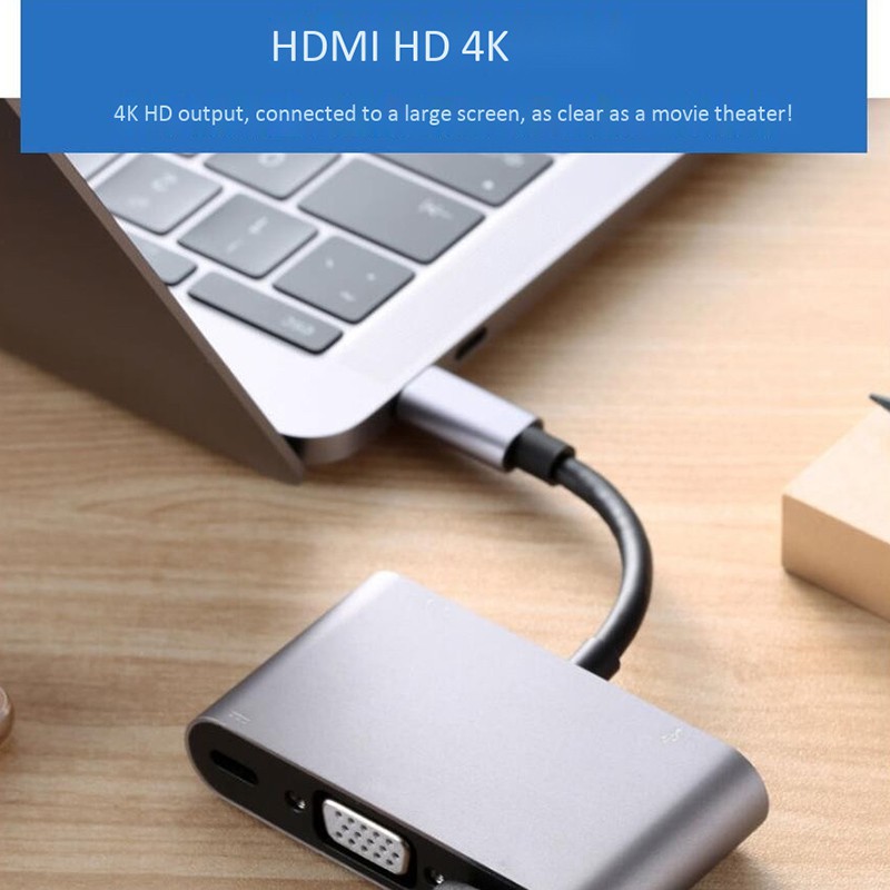 Bộ Chuyển Đổi 5 Trong 1 Usb C Hdmi Type C Sang Hdmi 4k Vga Usb3.0 Pd Cho Macbook Pro / Samsung | BigBuy360 - bigbuy360.vn