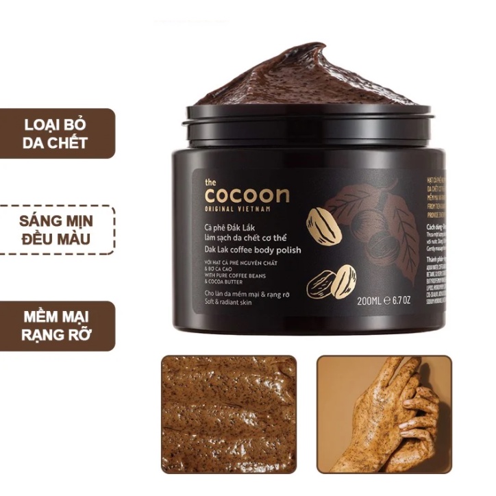 Tẩy Da Chết Cocoon Cà Phê Đắk Lắk Làm Sạch Da 200ml