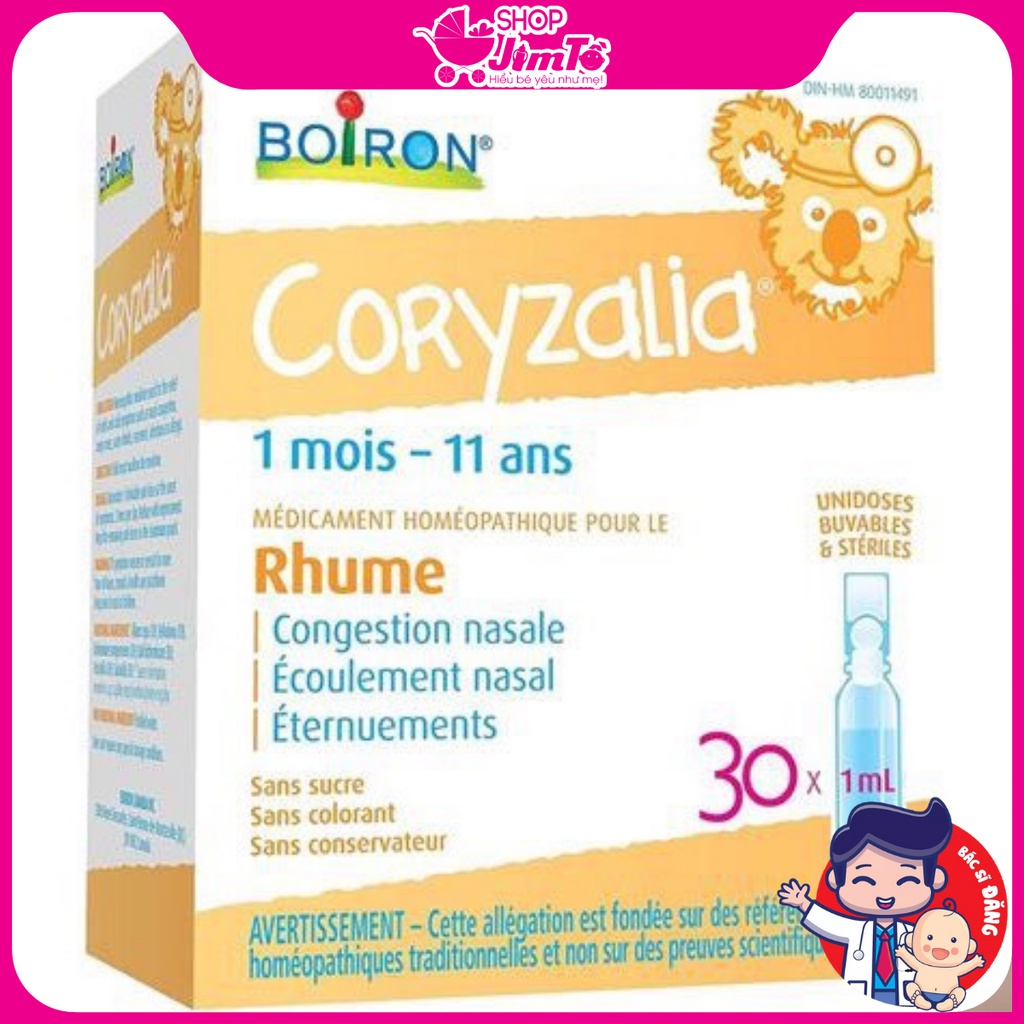 Muối Vi Lượng Đồng Căn Coryzalia Boiron Giảm Triệu Chứng Cảm Lạnh, Xổ Mũi, Nghẹt Mũi Hộp 30 Ống