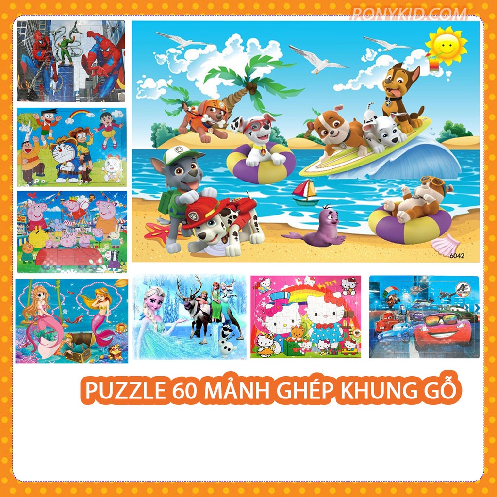 Tranh Xếp Hình 60 Mảnh Gỗ Có Khung/Tranh Ghép Gỗ/Tranh Ghép Hình Cho Bé/Jigsaw Puzzle 60 Mảnh Gỗ/Tranh Xếp Hình