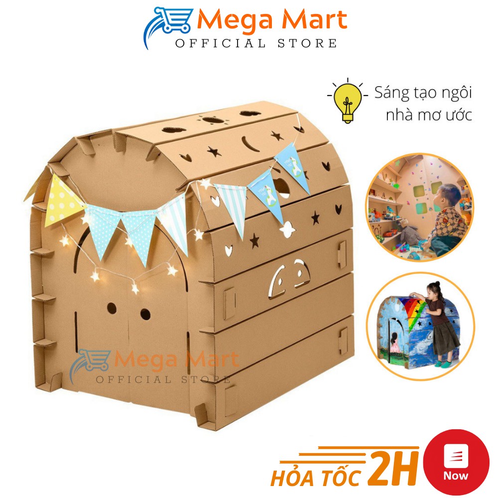 Nhà giấy carton lắp ráp cho bé kích thước 100x84x78cm - GIAO HÀNG NGAY TRONG 1 GIỜ