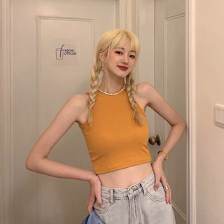 Áo croptop ba lổ thun màu trơn basic ôm body BS09